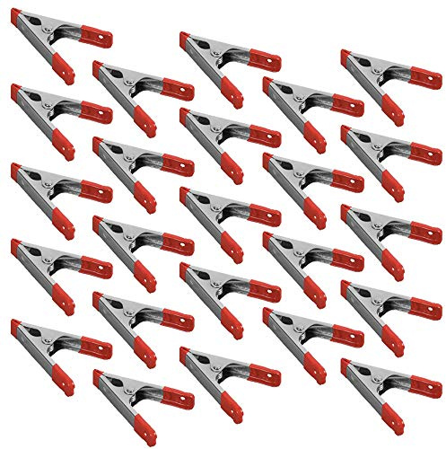 Wideskall® 4 inch Metal Spring Clamps w/Red PVC Coated Handle and Tips (Pack of 24)