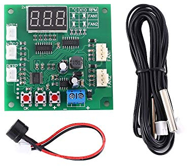 Driver Module, DC 12V 24V 48V 2 Channel PWM 4-Wire Fan Temperature Controller Speed Governor Display Module for PC Fan/Alarm