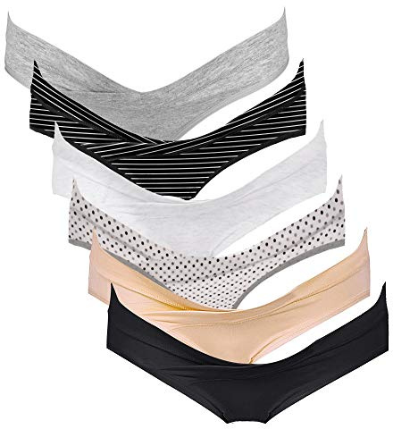 Intimate Portal Culotte Grossesse de Maternité en Coton Slips Post Accouchement pour Femme Enceinte Bikinis Croisés Lot de 6 Inspiration S