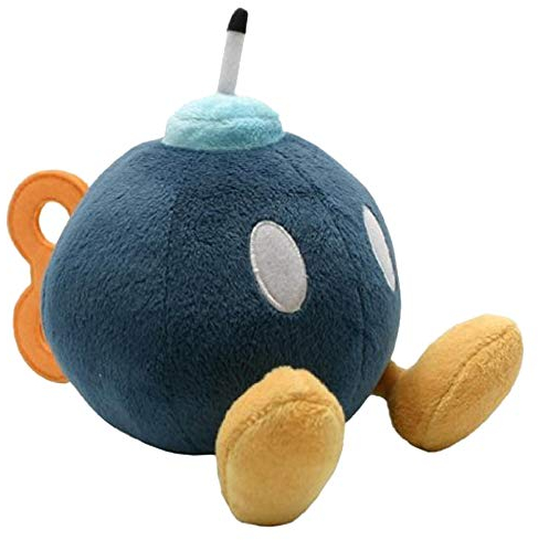 Super Mario AC16 Bob-Omb Mario Sanei Offiziell Lizenziertes Plüschtier, Mehrfarbig, 12 cm