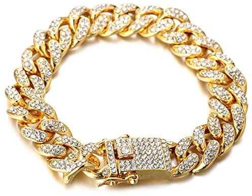 HALUKAKAH Gold Chains for Boys - TYCOON JUNIOR - Kid's 14MM Diamond Cuban Link Chain,18k Real Gold Plated Bracelet 18cm,Prong Set Lab Diamonds,Fits Ages 8-16 Y/O. Comes with Giftbox