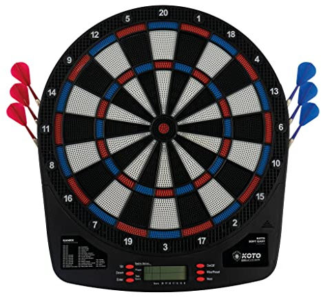 KOTO - Soft Easy Electronic Dartboard (39X2X44,5 cm), Dartboard Incl. 6 Soft Tip Darts, 32 Games & +590 Variations, E-Darts Multiplayer, Dart Set