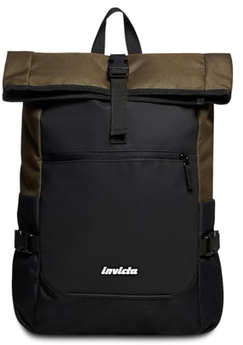 Invicta Zaino ACT FOLD - Verde - Ufficio, Lavoro, Viaggio & Tempo Libero - Maxi Capienza - Tasca Interna Porta PC - Tasca Porta Borraccia