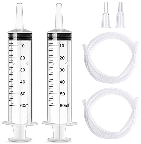 Seringue 60ml 2pcs Plastique réutilisables Seringue Liquide pour animal de compagnie alimentation usine arrosage industrie jardin laboratoire