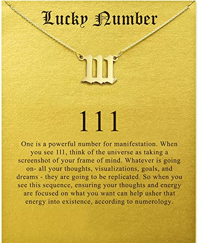 ZYAWP Lucky Number Necklace For Women Men 18K Gold Silver 111 222 333 444 555 666 777 888 999 Pendant Angel Number Necklaces Choker Chain Numerology Jewelry for Girl Boy with Message Gift Card