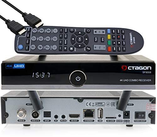 OCTAGON SF8008 4K UHD HDR Ricevitore combinato 1x DVB-S2X, 1x DVB-C/DVB-T2, Satellite
