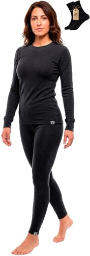 MERINNOVATION 100 % merino underkläder damset lätt, mellanvikt, termounderkläder merinoull, långärmad skjorta, Charcoal Marle 250, L