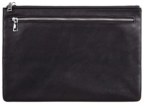 Banktasche aus Leder mit Reißverschluss Geldtasche Dokumentenmappe Briefmappe, Größe:Large