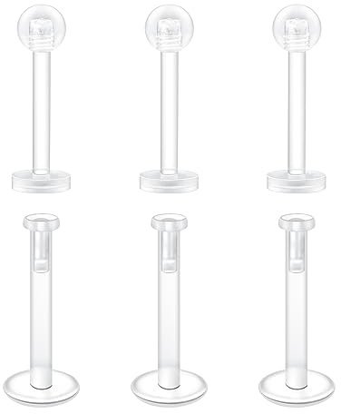 Mayhoop 16G Claro Tragus Helix Pendientes Studs Transparente Piercing 10mm Flexible Acrílico Helix Piercing Labio Barras Retenedores