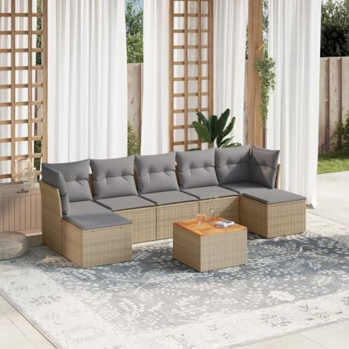SECOLI Conjunto de muebles de jardín de ratán con espacio de almacenamiento, XXL, muebles de terraza, sofá de salón, grupo de asientos de ratán, muebles de esquina, juego de muebles de balcón, color