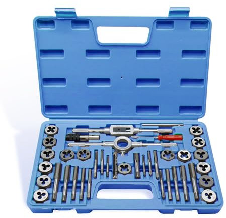 CCLIFE 40tlg Gewindeschneider Set M3-M12 Gewindeschneidsatz Metrisch Gewindebohrer und Schneideisen Set mit Windeisen