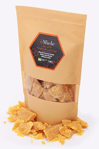 èMiele - Scaglie di Pura Cera d'api 400 gr, Biologica, Italiana, Prodotta dai Nostri alveari a conduzione Naturale e Sostenibile, Ideale per Cosmetici, Panni di Cera Alimentari e Candele.