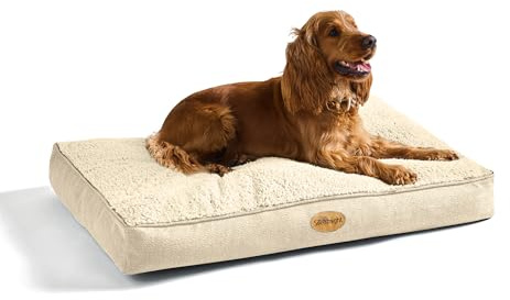 Silentnight Ultra Bounce Dog Bed - Soft Large Dog Pet Bed Pillow Mattress for Crate - Easy Clean, Machine Washable and Non-Slip Base, Medium 50x75cm, Natural
