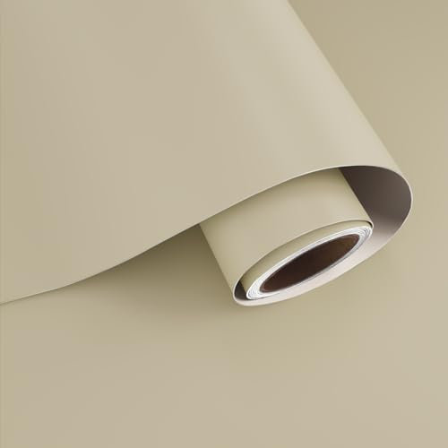 VaryPaper Papier Peint Beige Crème Moderne Papiers Adhésif Décoratif 40cmx200cm Film Adhesif pour Meuble Beige Mat Papier Peint Adhesif Mural Salon Chambre Stickers Porte Placard Armoire Table