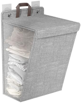 Cesto Biancheria da Appendere, Cesto Portabiancheria da Parete con Ganci, Cestos Portaoggetti Grande CapacitàMultifunzione per Bagno, Armadio, Dormitorio e Viaggio (Grigio, Medio)