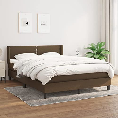 MOBCANT Boxspringbett mit Matratze, Doppelbett Betten Polsterbett Tagesbett Geeignet für Schulen Wohnungen Schlafzimmer Hotel Dunkelbraun 140x200 cm Stoff