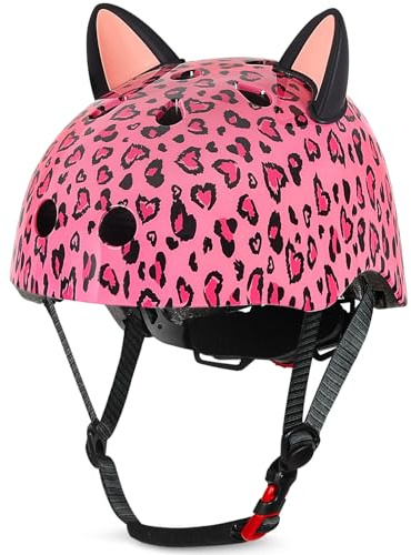 MHJY Casco Bambini Ragazze 8-14 Anni, Casco Bici Regolabile Ultra Leggero con Orecchie di Gatto Rimovibili da Skateboard Monopattino Pattinaggio Sicura e Traspirante
