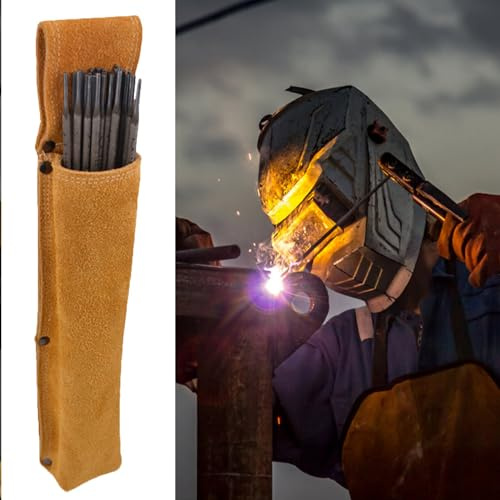 TARSHYRY Welding Rod Holder, Welding Rod Storage Tube Waist Bag Thickened Cowhide Anti Scald Bag for Welder Hardware Tool Waist