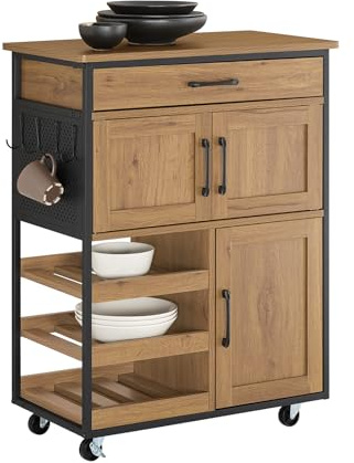 SoBuy Carrito Cocina con Ruedas con Freno & estantes Abiertos, 67x88x37cm