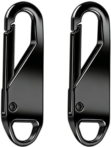 LIIMZII 2 Pcs Zipper Pulls, Metal Zip Pull Tabs Replacement, Spare Universal Zippers Tab Pullers, Removable Repair Kit for Luggage, Backpacks, Suitcases, Jackets, Purses, Handbags, DIY (Black)