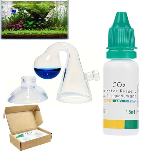Cutiolly Co2 Aquarium,Drop Checker Co2,Kit Co2 Aquarium avec 15 ML Indicateur,des Tests Précis,pour Les Aquariums d'eau Douce,Entretien des Plantes et des Poissons d'Aquarium