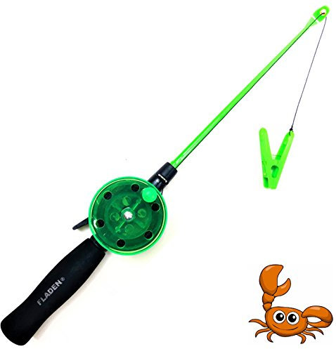 Fladen Fishing Kinder Angel Krebsangel Schwarz / Pink / Grün 40cm - Kinderangel Krebs & Krabben Rute (Grün)