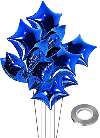 CozofLuv 25 Stück 18 Zoll Folienballons Luftballons Stern Folienballon Blau Stern Heliumballons für Geburtstag Valentinstag Hochzeit Verlobung (Blau Stern)