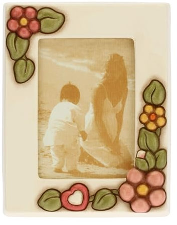 THUN - Portafoto - Living, Portafoto e Cornici - Idea Regalo Mamma - Ceramica; Telaio: Legno di Pino; Vetro - 16x2,1x20,5; Spazio Foto 9,2x13,6 cm