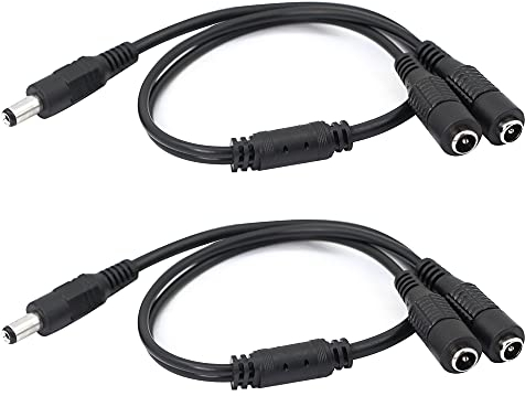 GINTOOYUN DC-Stromverlängerungskabel , DC 5,5 mm x 2,1 mm 1 Stecker auf 2 Buchsenadapterkabel für CCTV-Überwachungskameras, Überwachungsrouter, DVR und mehr (2PCS