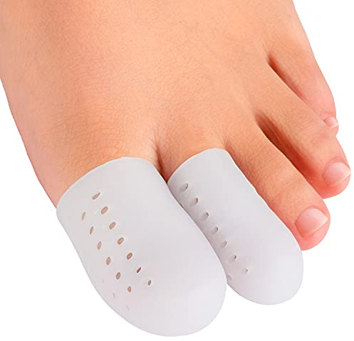 Welnove Pack of 16 Toe Protectors, Gel Toe Caps, Breathable Toe Sleeves, Pain Relief and Prevention for Corns, Blisters and Ingrown Toenails (10 Large for Big Toes + 6 Medium for Small Toes) - White