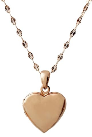 Honeycat Heart Locket Necklace, 18k Rose Gold Plated, 18-21 in