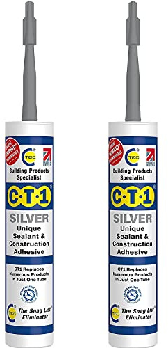 CT1 - Building Sealant & Adhesive Snag Tube for Virtually Any Material (Silver Twin Pack) (CT1-Twin-Pack)