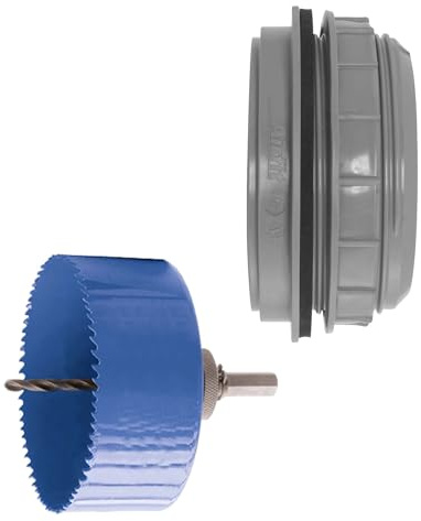 tecuro Kombi-Set Anschraub-Muffe DN 90, KS-grau, inkl. Kreisschneider Ø 121 mm