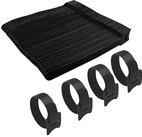Gvolatee 120 Stück Kabelbinder Klettband, Kabelbinder Klett Wiederverschließbar 12×150 mm, Nylon, Schwarz, HOOK_AND_LOOP