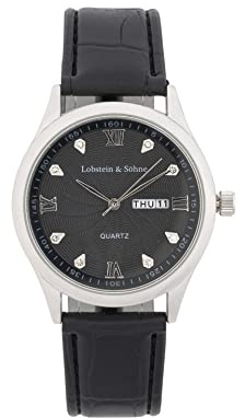 Lobstein & Söhne® Armbanduhr 12-Stunden Analog-Ziffernblatt, Wasserdicht bis 3 ATM, Verstellbarer Verschluss, inkl. Batterie und Verpackung, für Mode und Freizeit (Augstus - schwarz)