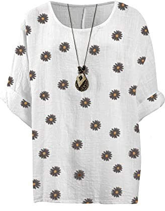 Love My Fashions® Women’s Summer Tops Casual Tunic Top for Women’s 3/4 Sleeve T-Shirt Ladies Floral Printed Loose Fit Top Blouse & Tee Shirts White