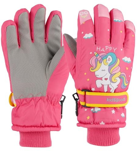 KAKU NANU Handschuhe Kinder Winter Fleece Skihandschuhe Wasserdicht Outdoor Snowboard Mädchen 6 7 8 9 10 Jahre Rot Schneehandschuhe Kinder Thermo Handschuhe