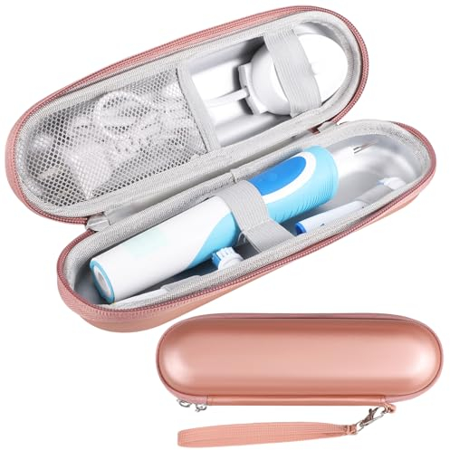 Electric Toothbrush Travel Case, Portable Electric Toothbrush Case with Accessories Storage, Toothbrush Holder for Travel School Business Trips (Rose Gold)