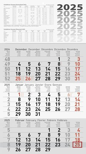 Glocken 3-Monatskalender (2025), 1 Blatt = 3 Monate, 300 × 385 mm