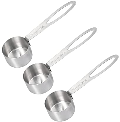 3 Uds Taza Medidora De 1/8, Cucharas Medidoras De Acero Inoxidable Cuchara De 30ml Cucharada Apilable Para Una Medida Precisa