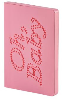 nuuna Notizbuch A6 | Graphic S - Oh, Baby | 2,5 mm Punktraster | 176 nummerierte Seiten | 120 g Premium-Papier | Leder rosé | nachhaltig produziert in Deutschland