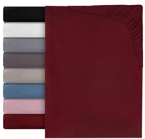 Spannbettlaken Spannbetttuch Luna 100% Baumwolle Bettlaken Betttuch Matratzenbezug 8 Farben Uni Bordeaux - 180x200cm