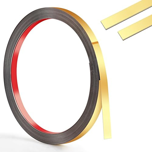 1 cm – 600 cm väggklistermärkesstämpel, väggklisterremsa, rostfritt stål, flexibla dekorativa lister guld metallic för spegel takram garderob (guld)