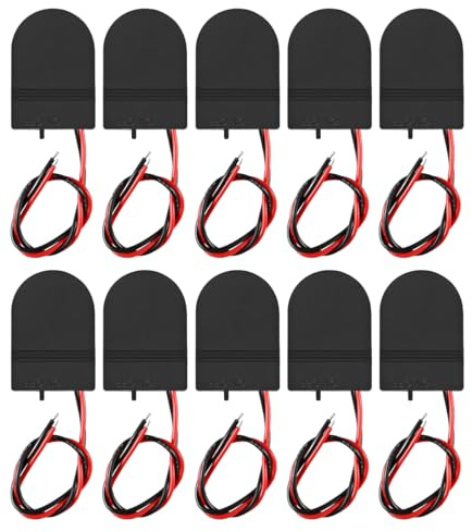 Sarini 10pcs CR2032 Battery Holder 3V Coin Cell Battery Socket with Wires and ON/OFF Switch Output Voltage 3V for Electronics Projects With wire switch