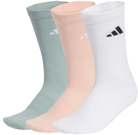 adidas Unisex CUSHIONED SPORTSWEAR CREW SOCKS 3 PAIR PACK, blush pink/white/Wonder Sage, 40-42