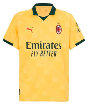 A.C. Milan Maglia Gara Third Saison 2025/2026, T-Shirt de Football, Produit Officiel, Jaune, L Mixte