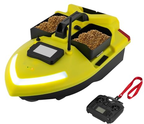 Charocean Barca da 500 m con GPS, 12000 mAh, pesca notturna, con LED, 10 km/h, telecomando per mangimi Bait Boat