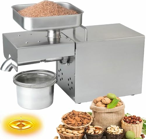 VYUJHNBG Oil Press Machine 610W, Home Hot & Cold Oil Extraction Machine, Stainless Steel, for Peanut Sesame Flaxseed Walnut Sunflower Seed, Automatic Temperature Constant