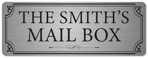 Personalised Post/Mail Box Sign Brushed Silver | Custom Address Plaque with Adhesive Stickers | Classy Home & Garden Decor