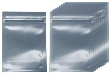 HARFINGTON 50pcs Antistatic Bags 3.5 x 2.4 Double-Layer Anti Static Resealable ESD Shielding Bag for GPU Hard Drive HDD SSD LED Lights Electronic Device, Semi-Transparent Dark Grey